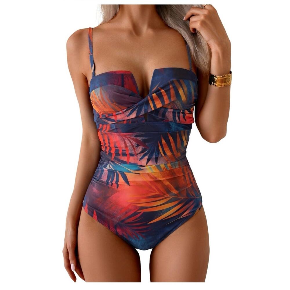 Eomenie Women's Push Up Wrap Front Swimsuit One Piece Tummy control